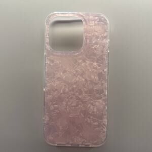 Blush Pink Iridescent Marble Case Clear Protective Slim Case iPhone 16 pro